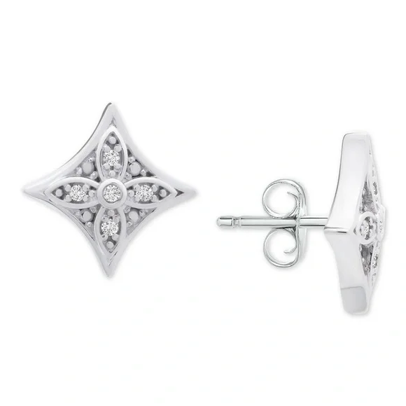 💎✨Diamond Star Stud Earrings (1/10 ct. t.w.) in Sterling Silver NWT - Picture 2 of 5